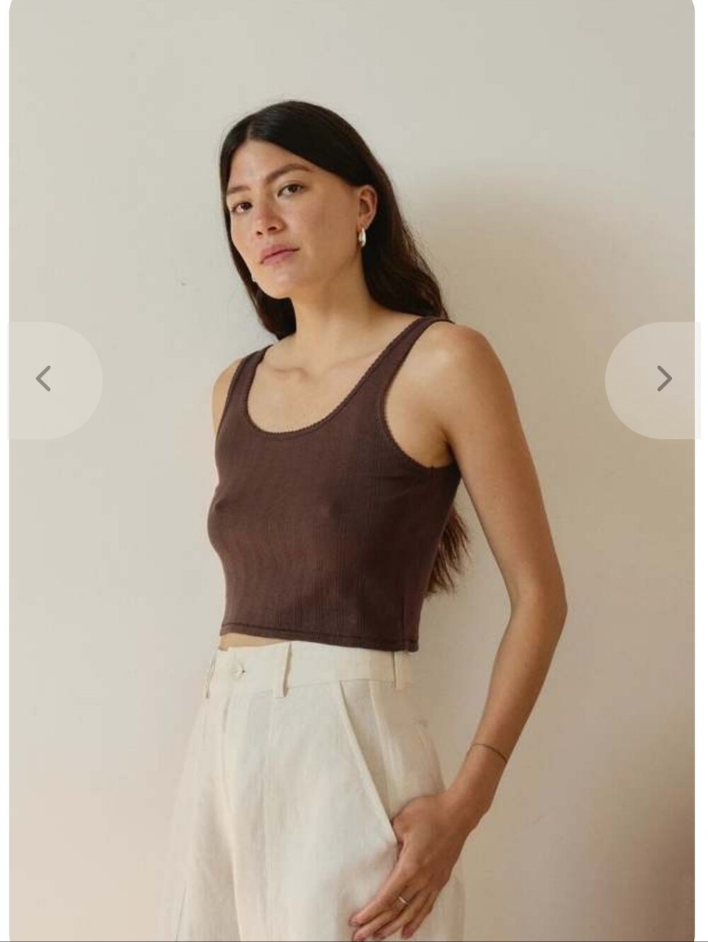 First Rite Organic Cotton Pointelle Crop Tank Bundle - Blue, Cream, Brown - Picture 2 of 7